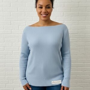 Banana Republic Blue Ribbed Boat Neck Sweater XXL EUC